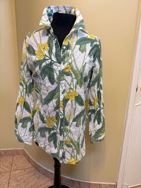 NWT McLaughlin Women's Floral Printed long shirt  - Green & Yellow M